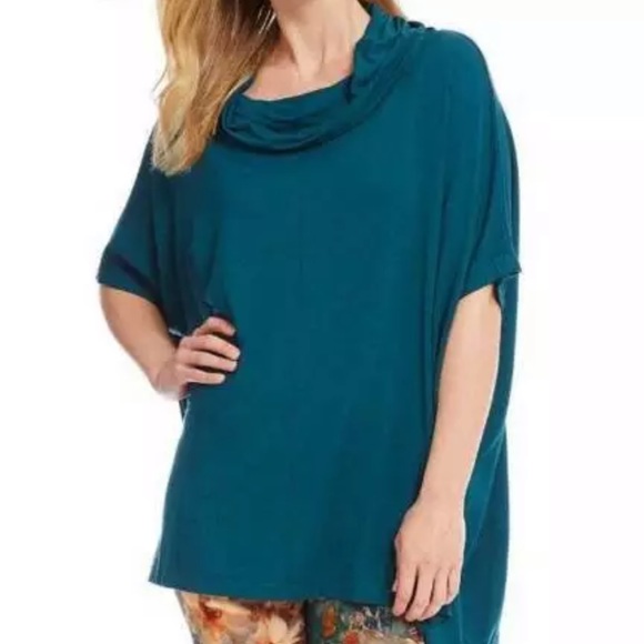 bryn Walker Sweaters - Bryn Walker Cowl Poncho Tunic Top Uccello Teal 2X